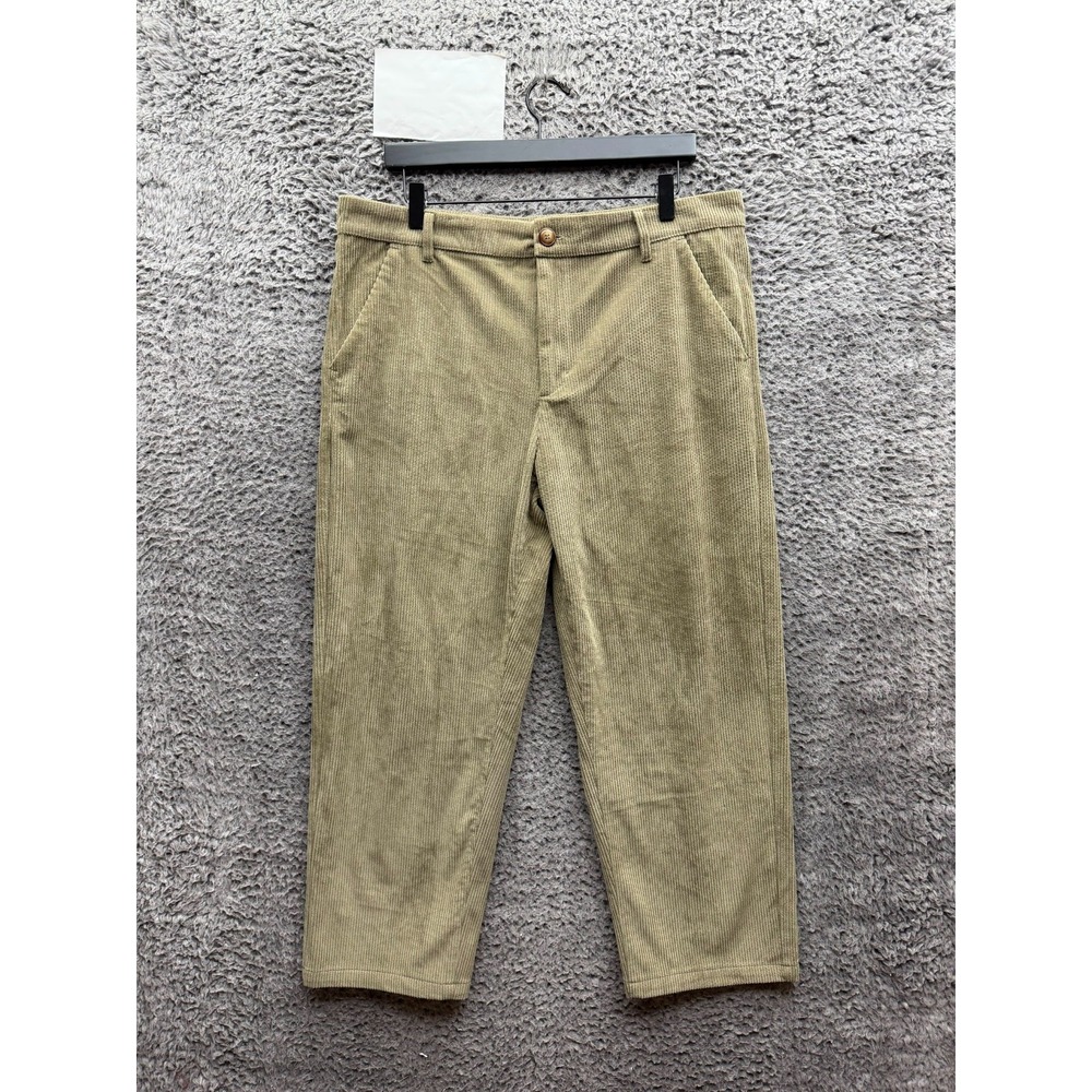 Bound Straight Leg Cropped Mushroom Corduroy Casual Trousers Mens Size L
